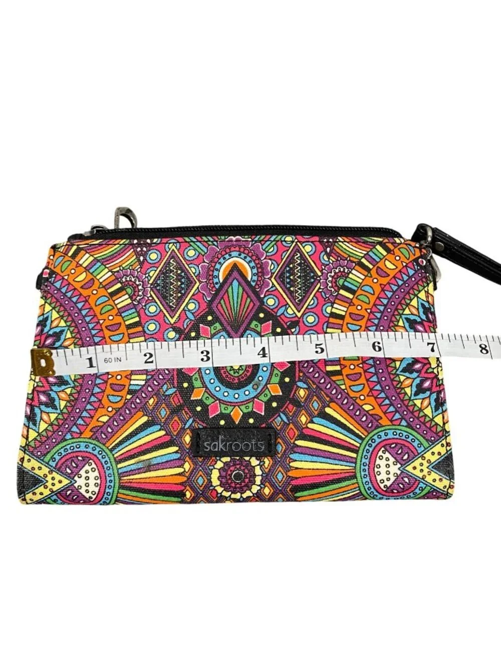 Sakroots artist circle Colorful coated Canvas Wristlet Wallet w/ wrist strap